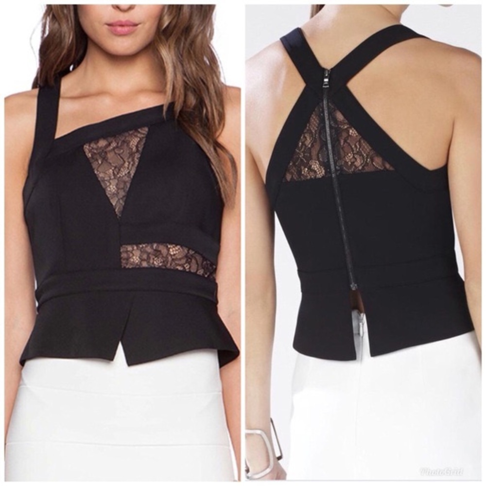 BCBG asymmetrical lace shirt